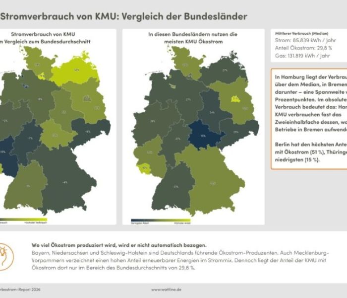 Stromverbrauch von KMU: Vergleich der Bundesl&auml;nder (Foto: wattline GmbH)